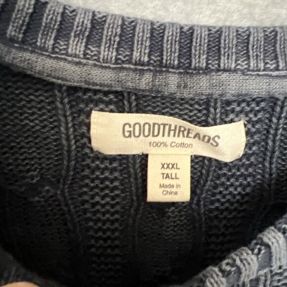 Goodthreads Mens Big & Tall Fisherman Cable Knit Sweater 3XL 100% Cotton Preppy - Picture 9 of 10